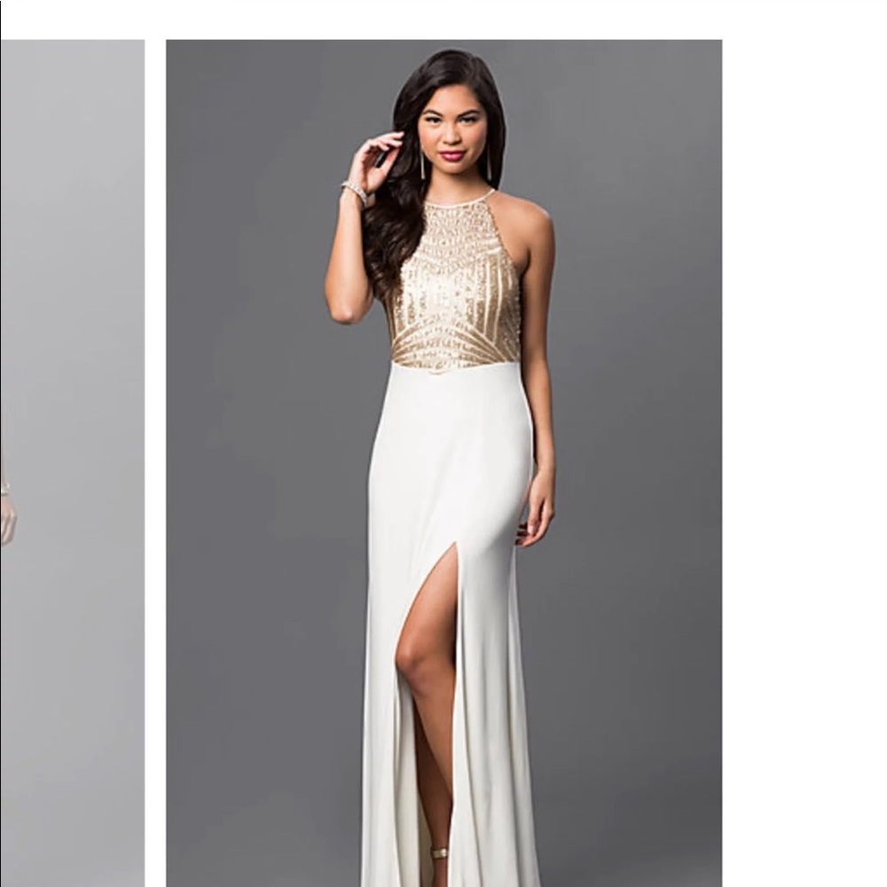 White And Gold prom dress